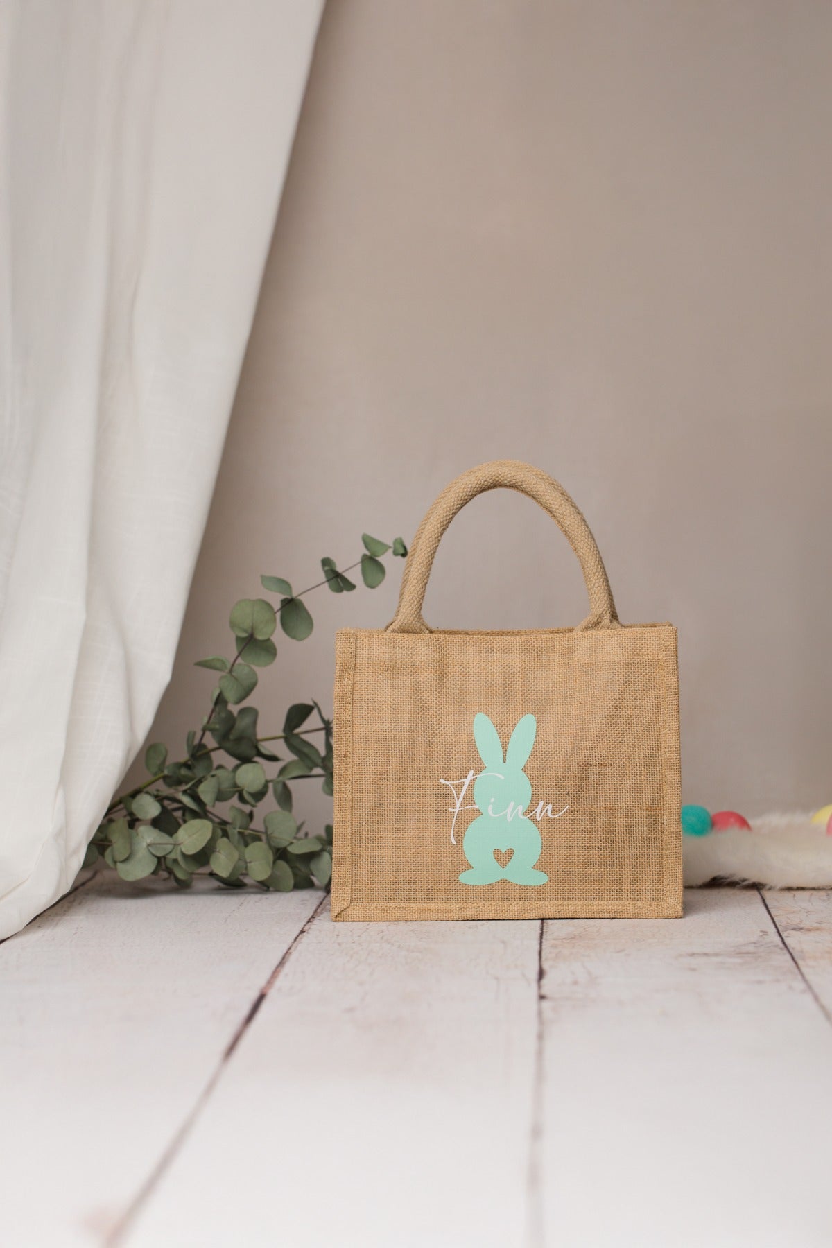 Personalisiertes Osterkörbchen aus Jute mit Namen – Produktbild 5