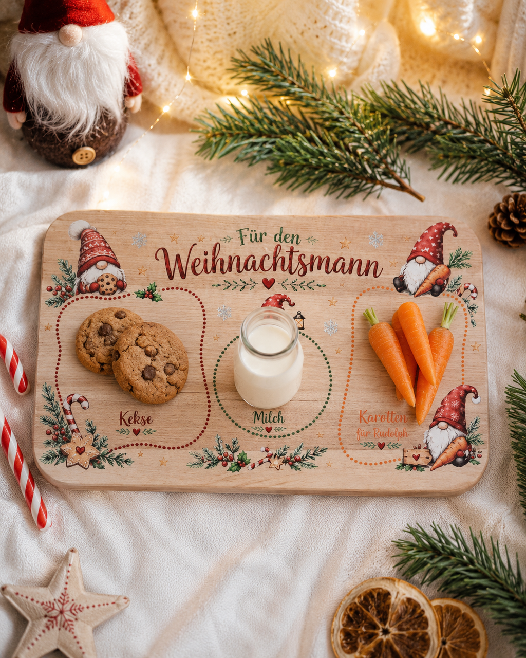 Nikolausteller für Kekse, Milch und Karotten