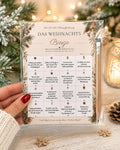 Weihnachtsbingo für Erwachsene: Spielkarte mit Bleistift